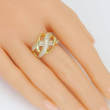 Load image into Gallery viewer, CZ Twisted Criss Cross Oval Adjustable Ring, Sku#A323