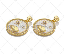 Load image into Gallery viewer, Enamel Earth Star On White Enamel charm, White Enamel Pendant, Enamel Round charm, Round Coin jewelery, 23mm,sku#LK57