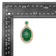 Load image into Gallery viewer, Large Colorful Gold Yellow Green Jade Oval Pendant, Sku#LX342