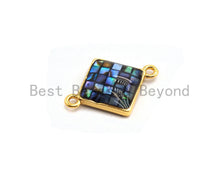 Load image into Gallery viewer, 100% Natural Abalone Shell  Connector Diamond Shape with Gold/Silver Plated Edging, Abalone Shell Charm 14x18mm,SKU#Z288