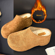 Load image into Gallery viewer, Women's Round-Toe Chunky Heel Platform Half Slippers | Faux Fur Lined Suede Mule Shoes