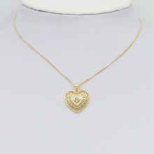 Load image into Gallery viewer, CZ Gold Filigree Fe Heart Charm, Sku#LK912