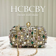 Load image into Gallery viewer, Elegant Gold Rhinestone Evening Clutch with Chain Strap - Women's Formal Handbag