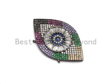Load image into Gallery viewer, Rainbow Clear CZ Micro Pave Evil Eye Pendant, Cubic Zirconia Pendant,25x40mm, sku#F707