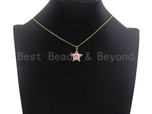 Load image into Gallery viewer, Colorful CZ on Star Enamel Pendant, Star Enamel Charm Pendant, White/Black/Blue/Red/Pink/Turquoise Star,20x21mm,sku#F934