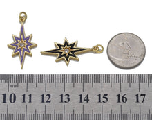 Load image into Gallery viewer, Gold CZ Enamel North Star Charm, Sku#L710