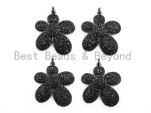 Load image into Gallery viewer, Black CZ Pave On Black Micro Pave Flower Charm Beads, Cubic Zirconia Pendant,32mm, sku#F393
