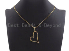 Load image into Gallery viewer, Colorful CZ Micro Pave Open Heart Shape Pendant, Cz Pave Bracelet Necklace Pendant in Gold Finish,35x38mm, sku#F905