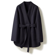 Load image into Gallery viewer, Camel-wool V-neck Wool Double-faced Wool Belted Coat