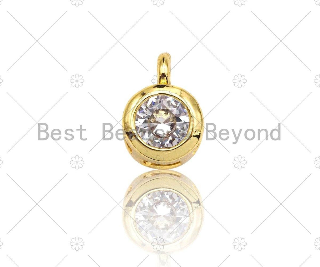 CZ Micro Pave Cute Round Shape Pendant, Round Charm, Big CZ Pave Pendant, Gold plated,6x8mm, Sku#LK103
