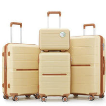 Load image into Gallery viewer, 4-Piece PU Leather Luggage Set for Women – Travel Bag Set in Pink, Apricot &amp; Orange
