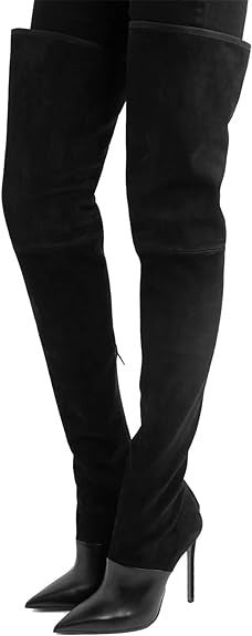 Women's Over-the-Knee Suede Boots - Stiletto Heel Pointed Toe Stretch Boots