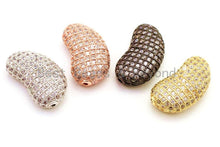 Load image into Gallery viewer, CZ Micro Pave Bean Shape Spacer Beads with Clear Crystal for Bracelet/Necklace, Cubic Zirconia Beads, 23x13x8mm, sku#G62