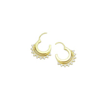 Load image into Gallery viewer, Gold Silver Triangle CZ Half Circle Spike Earrings, Sku#A306