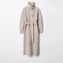Load image into Gallery viewer, Retro Solid Stand Collar Long Tweed Coat Women