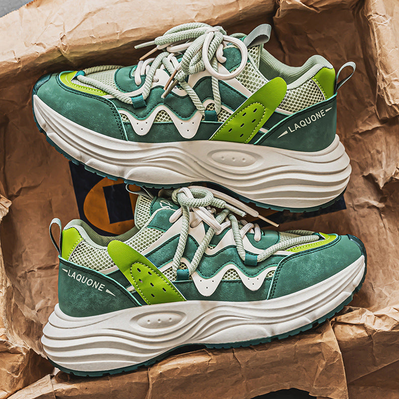 Breathable Mesh Running Sneakers - Unisex Casual Athletic Shoes with Thick Sole