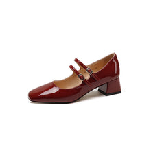 Load image into Gallery viewer, Women's Square Toe Chunky Heel Pumps - Elegant Low Heel Office Shoes
