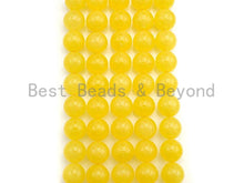 Load image into Gallery viewer, Natural Yellow Jade Round Smooth Beads,  6mm/8mm/10mm/12mm,