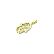 Load image into Gallery viewer, Clear CZ David Star On Hamsa Hand Shape Charm Pendant, Sku#LK1118