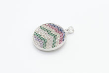 Load image into Gallery viewer, CZ Micro Pave Mixed Color Zigzag Round Disc Pendant, Cubic Zirconia Necklace Pendant, 25x31mm, sku#F3