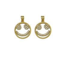 Load image into Gallery viewer, CZ Smiley Face on Hollow Out Round Charm, Sku#JL115