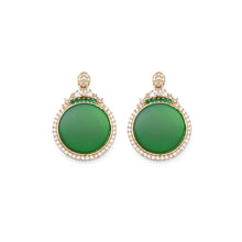 Load image into Gallery viewer, CZ Round Green Jade Pendant, Sku#LX346