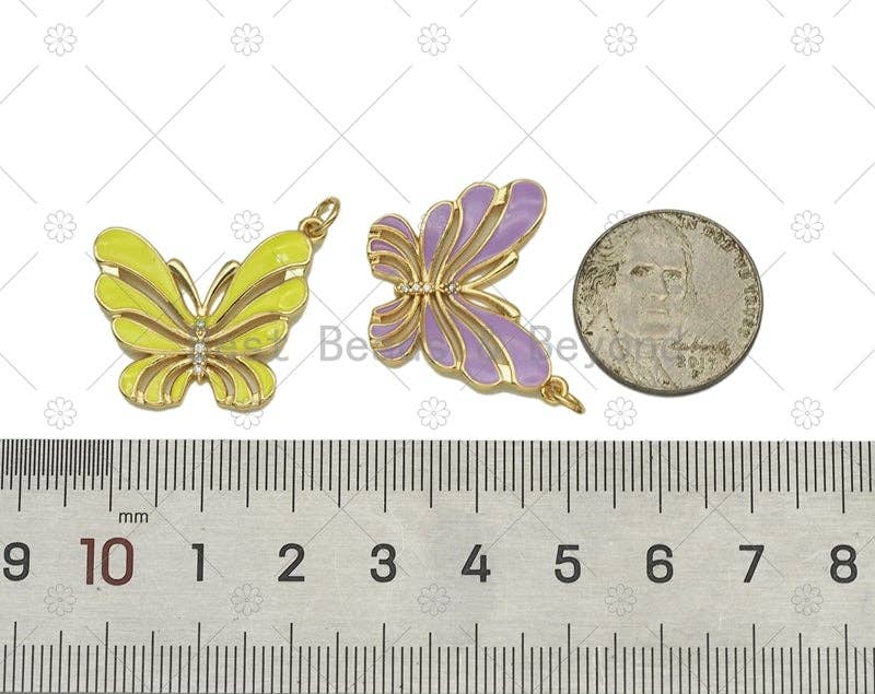 CZ  Colorful Enamel Butterfly Shape Pendant,SKU#F1451C