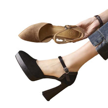 Load image into Gallery viewer, Women's Pointed-Toe Chunky Heel Sandals | Closed-Toe Block Heels