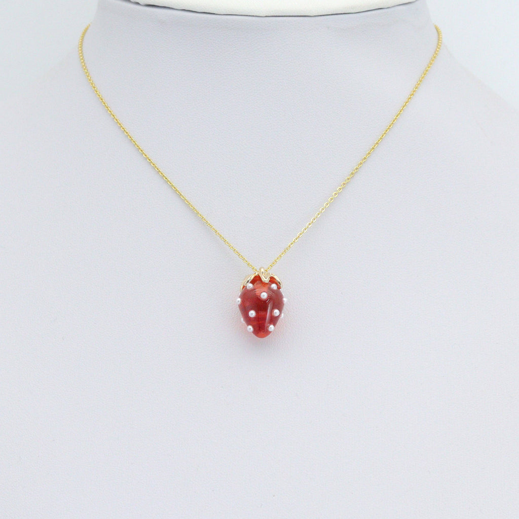 Cute White Pearl Red Strawberry Charm Pendant,Sku#LK1224