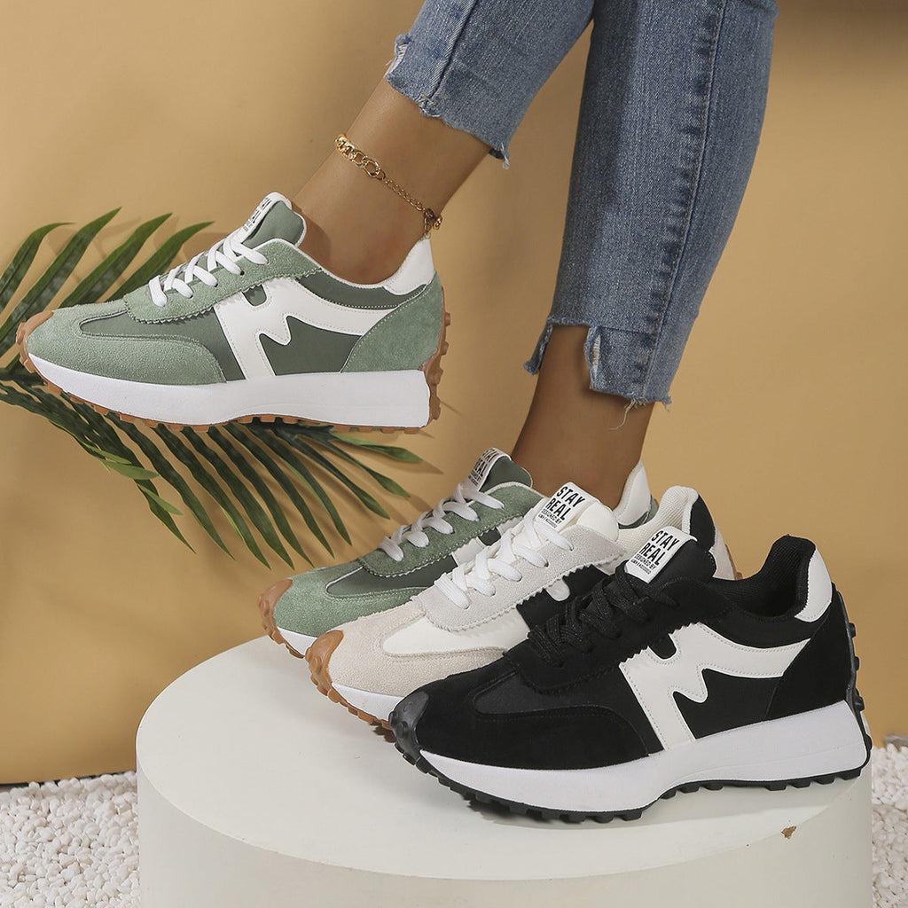 Women's Chunky Platform Sneakers - Casual Lace-Up Shoes