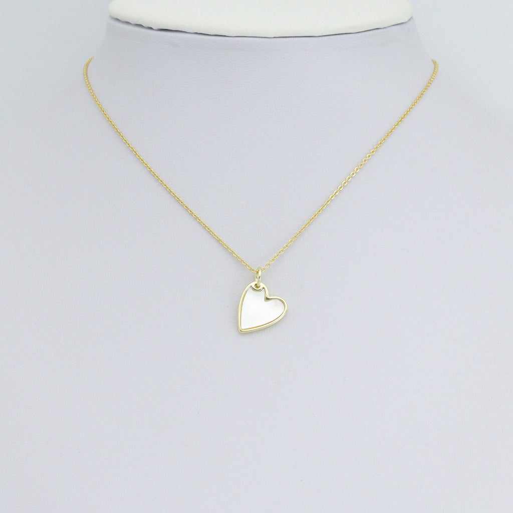 White Mother of Pearl Gold Heart Charm Pendant,Sku#LX880
