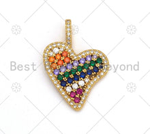 Load image into Gallery viewer, Colorful CZ Micro Pave Heart Charm/Pendant,  18K Gold Filled Heart Shape Charm, Heart Pave Pendant, 23x21mm, Sku#LK370