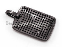 Load image into Gallery viewer, Black CZ Pave On Black Micro Pave Square/Rectangular Charm, Dog Tag Square/Rectangular Pave Charm, Pave Dangle Charms,18x26mm, Sku#F375