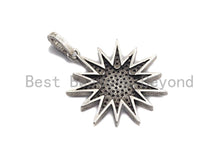 Load image into Gallery viewer, CZ Micro Pave North Star Pendant, Antique Silver Tone,  27x29mm,sku#F997C
