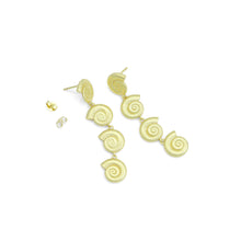 Load image into Gallery viewer, Silver Gold String Snail Shell Dangle Earrings, Sku#A471