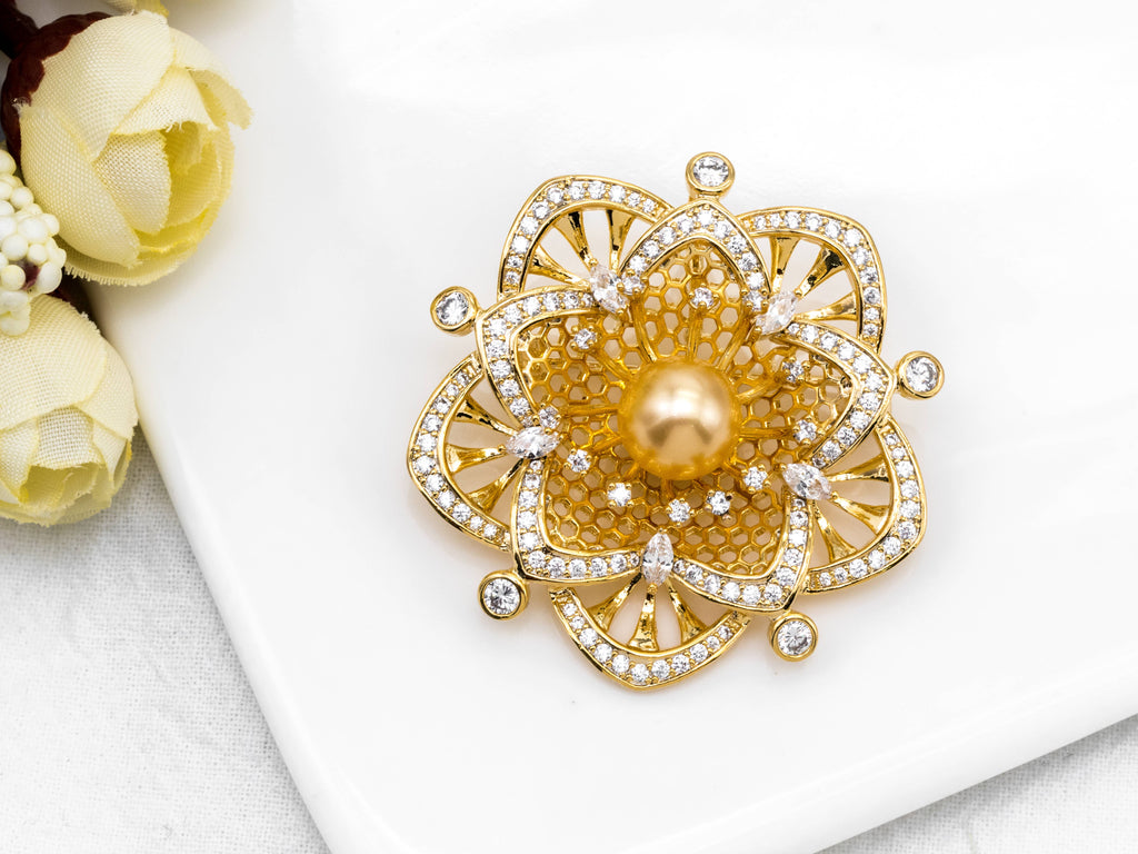 Pave Flower Pin Brooth, P32