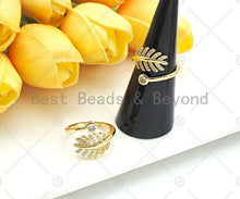 Load image into Gallery viewer, CZ Leaf Shape Adjustable Ring, Sku#X194