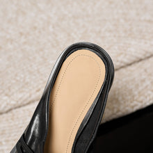 Load image into Gallery viewer, Women's Square Toe Leather Mule Slides | Full-Grain Calfskin Slip-On Low Heel