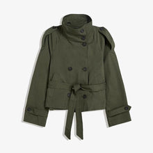 Load image into Gallery viewer, Womens Buttoned Waist-Cinching Lace-Up Trench Coat