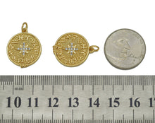 Load image into Gallery viewer, CZ North Star On Round Coin Charm, Sku#F1480