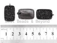 Load image into Gallery viewer, Black CZ Pave On Black Micro Pave Square/Rectangular Charm, Square/Rectangular Pave Charm, Pave Dangle Charms,17x25mm, Sku#F376