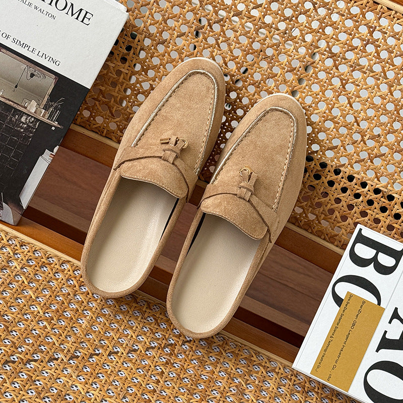 Tasseled Hidden-Heel Slip-On Mule Shoes