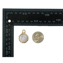 Load image into Gallery viewer, CZ Gold Mother of Pearl Round Charm, Sku#LX198