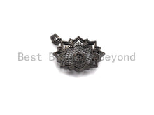 Load image into Gallery viewer, Large CZ Micro Pave Dual Color flower Star Burst Pendant, Cubic Zirconia Rose Gold/Silver/Black Focal Pendant, 36x39mm,sku#F634