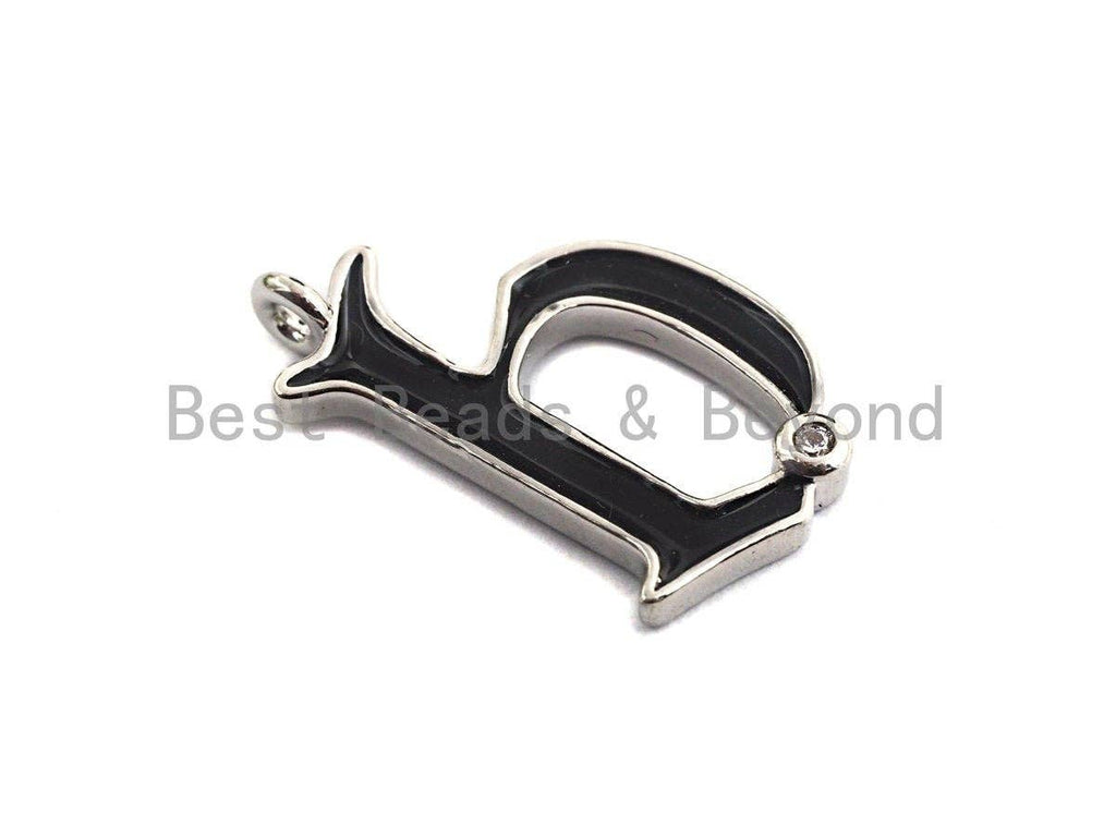Enamel pave alphabet letter, Alphabet Charms, Initial Alphabet Letters, Custom Naming Pendants, Initial Letter b Pendant,13x23mm,sku#B124