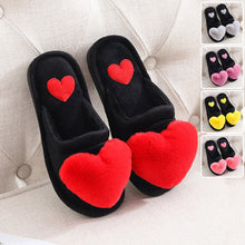 Load image into Gallery viewer, Women's Love Heart Fluffy Slippers | Warm Plush Home Shoes