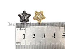 Load image into Gallery viewer, CZ Micro Pave Five Point Puffy Star Spacer Beads, sku#C105