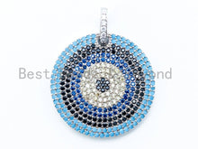 Load image into Gallery viewer, CZ Micro Pave Blue Evil Eye Round Pendant, sku#L91