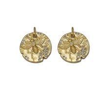 Load image into Gallery viewer, Gold CZ Bee Honeycomb On Round Coin Charm, Sku#LX89