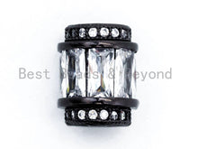 Load image into Gallery viewer, 9x6mm CZ Micro Pave Drum shape Beads, Cubic Zirconia Spacer Gold/Silver/Rose Gold/Gunmetal, European Large Hole Beads, sku#C61
